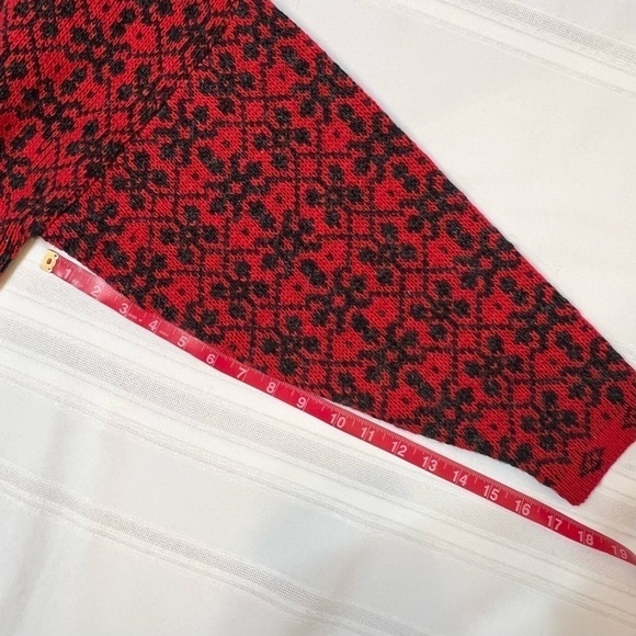 SALE 1/2 OFF Lambswool Sweater Volund Norwegian Cardigan VTG Sz S Red Blk EUC - Picture 11 of 13